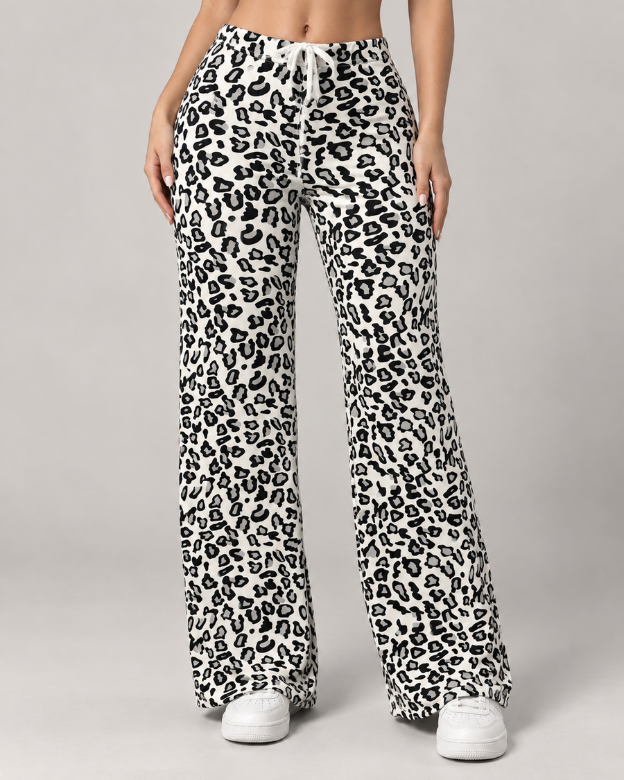 Pantalón Palazzo Mujer Animal Print Ajustable con Cordón - LQ1049