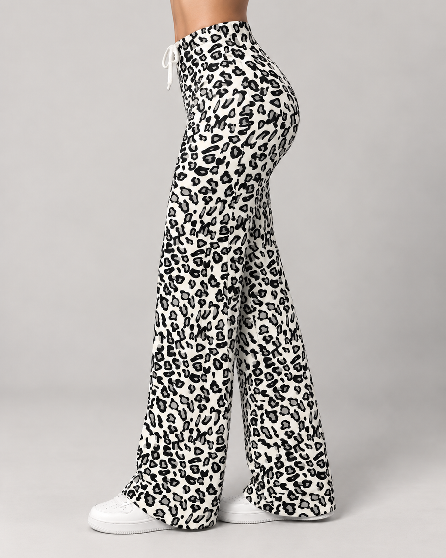 Pantalón Palazzo Mujer Animal Print Ajustable con Cordón - LQ1049