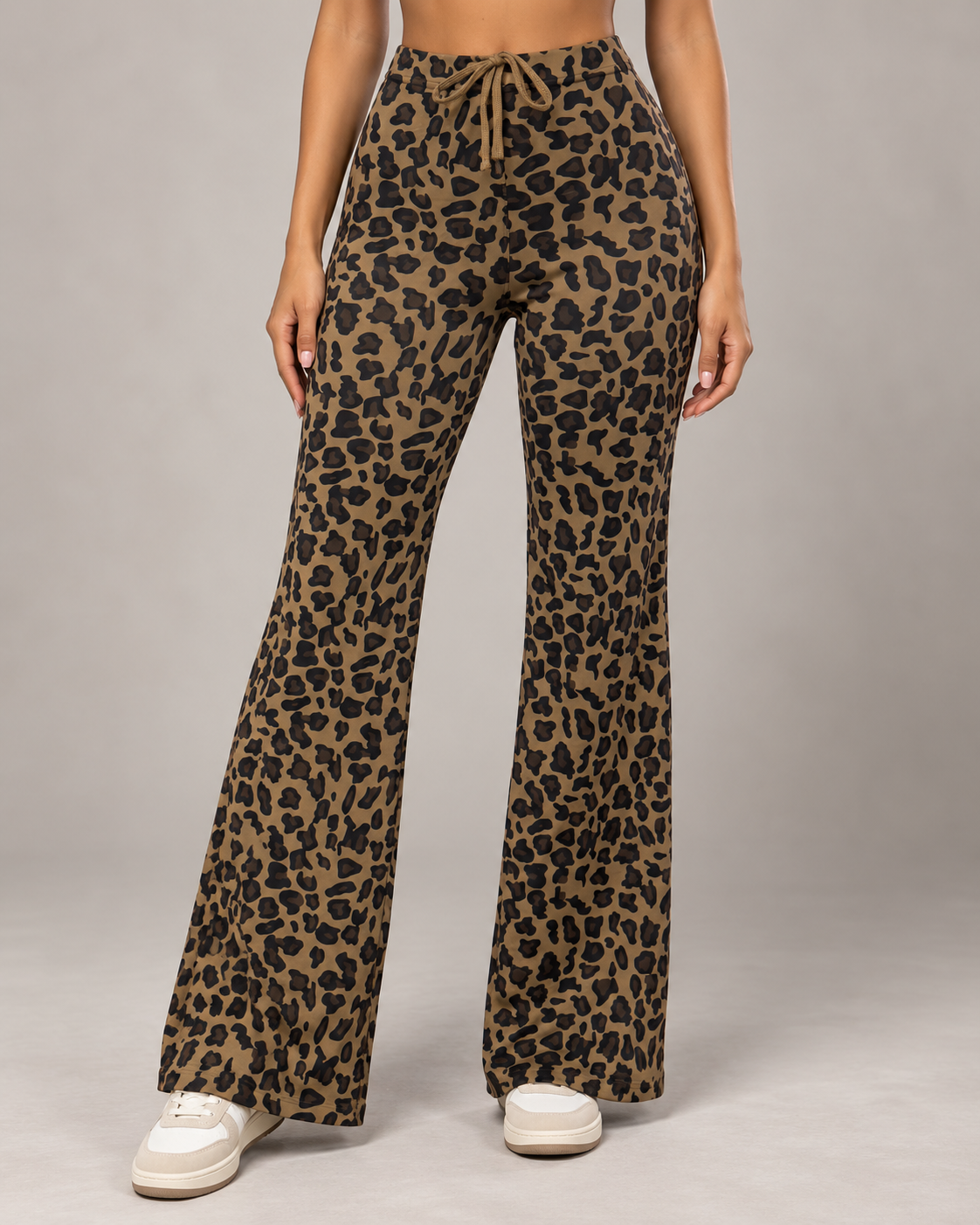 Pantalón Palazzo Mujer Animal Print Ajustable con Cordón - LQ1049