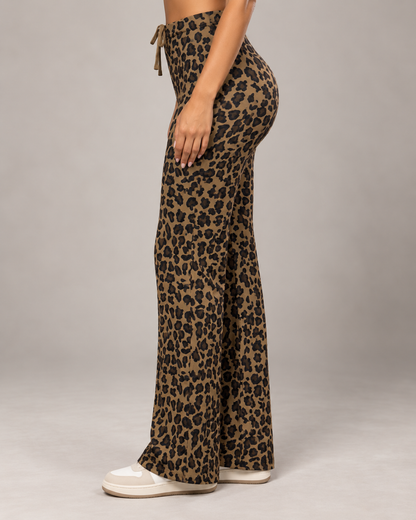 Pantalón Palazzo Mujer Animal Print Ajustable con Cordón - LQ1049