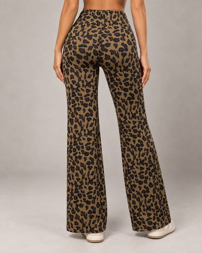 Pantalón Palazzo Mujer Animal Print Ajustable con Cordón - LQ1049