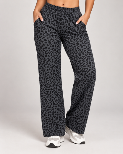 Pantalón Palazzo Mujer Animal Print con Bolsillos Elasticado - LQ1050
