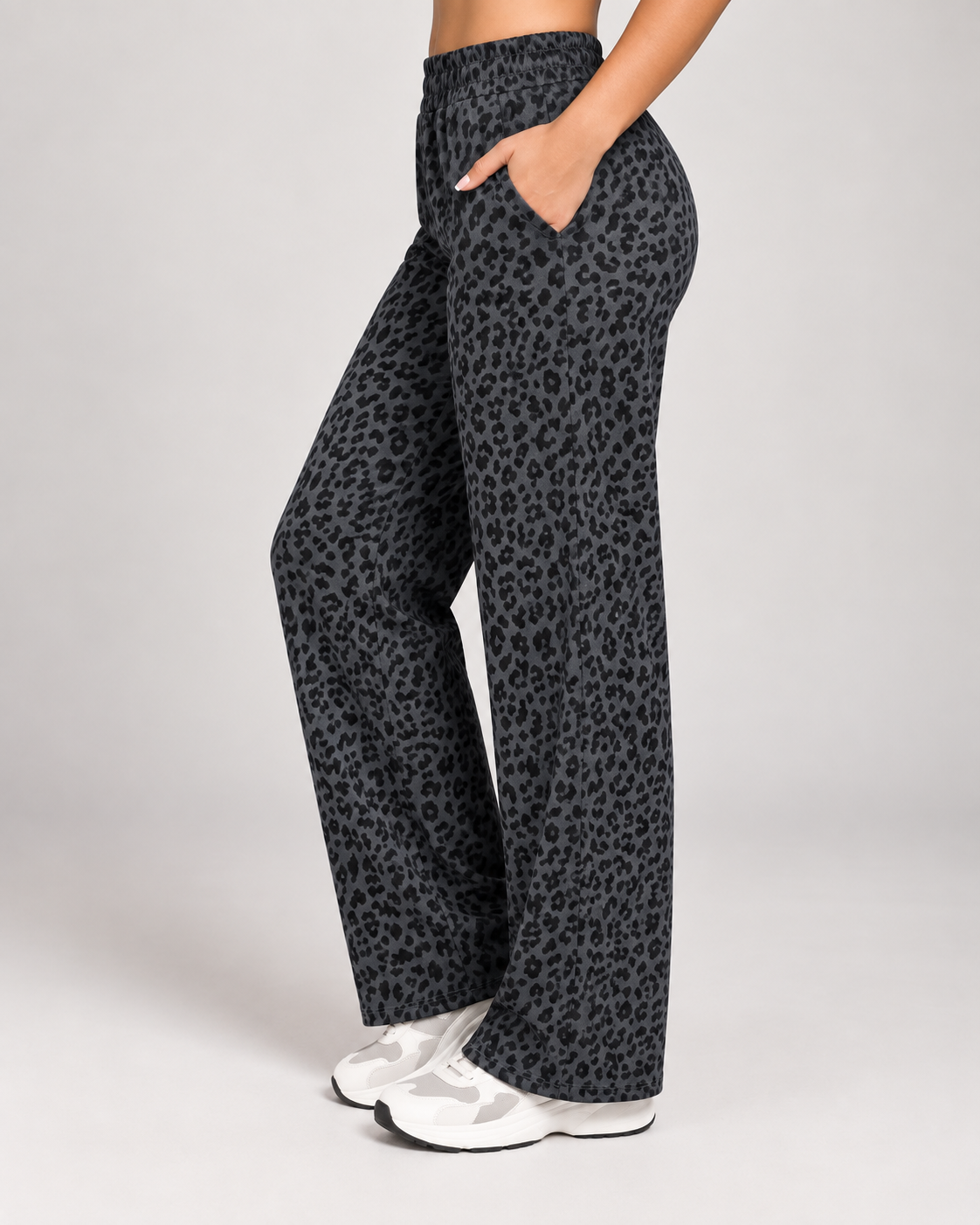 Pantalón Palazzo Mujer Animal Print con Bolsillos Elasticado - LQ1050
