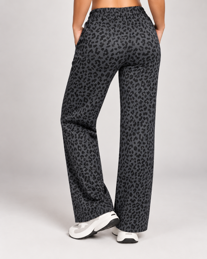 Pantalón Palazzo Mujer Animal Print con Bolsillos Elasticado - LQ1050