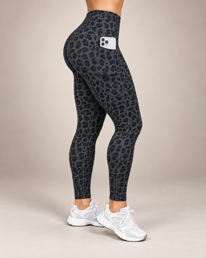 Calza Mujer Animal Print Pretina Alta Bolsillos Laterales - LQ1054