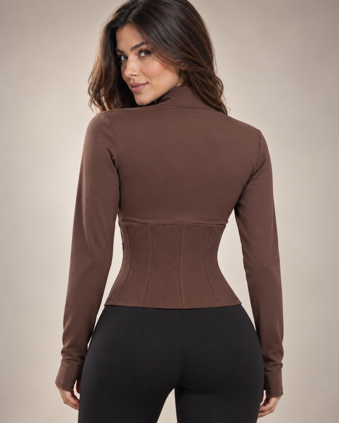 Chaqueta Deportiva Mujer Entallada Cierre Cuello Alto - YJ357
