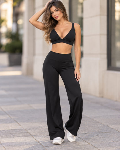 Set Mujer Palazzo Corte Corazón Top Peto Relleno Removible - YJ359