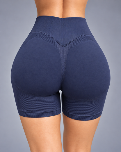 Short Fitness Mujer Tiro Alto Fruncido Levanta Glúteos - YJ360