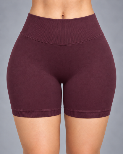 Short Fitness Mujer Tiro Alto Fruncido Levanta Glúteos - YJ360