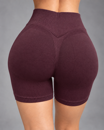Short Fitness Mujer Tiro Alto Fruncido Levanta Glúteos - YJ360
