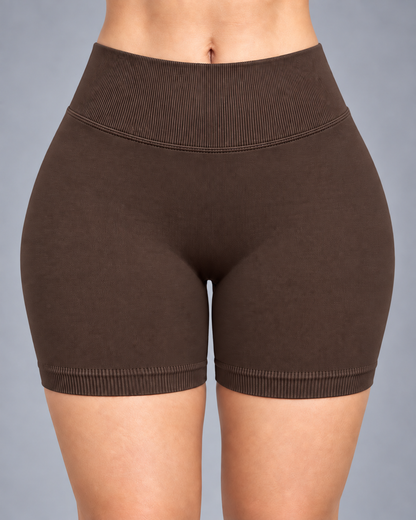 Short Fitness Mujer Tiro Alto Fruncido Levanta Glúteos - YJ360