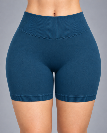 Short Fitness Mujer Tiro Alto Fruncido Levanta Glúteos - YJ360