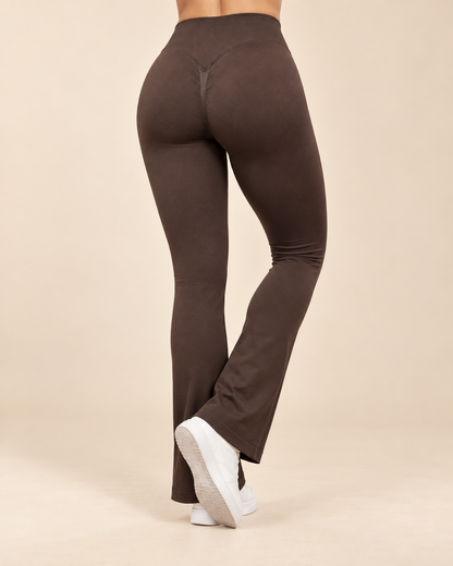 Calza Mujer Flare Acampanada Push Up Corte V Tiro Medio - YJ380