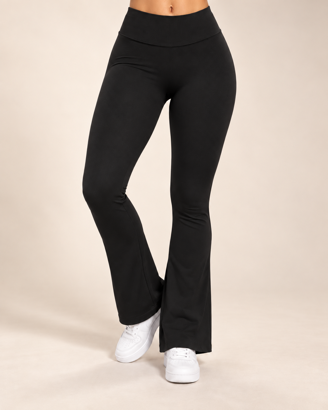 Calza Mujer Flare Acampanada Push Up Corte V Tiro Medio - YJ380