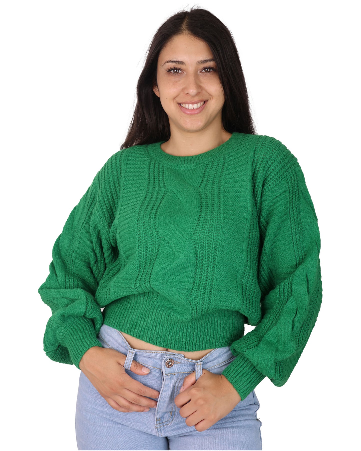 sweater manga globo color solido