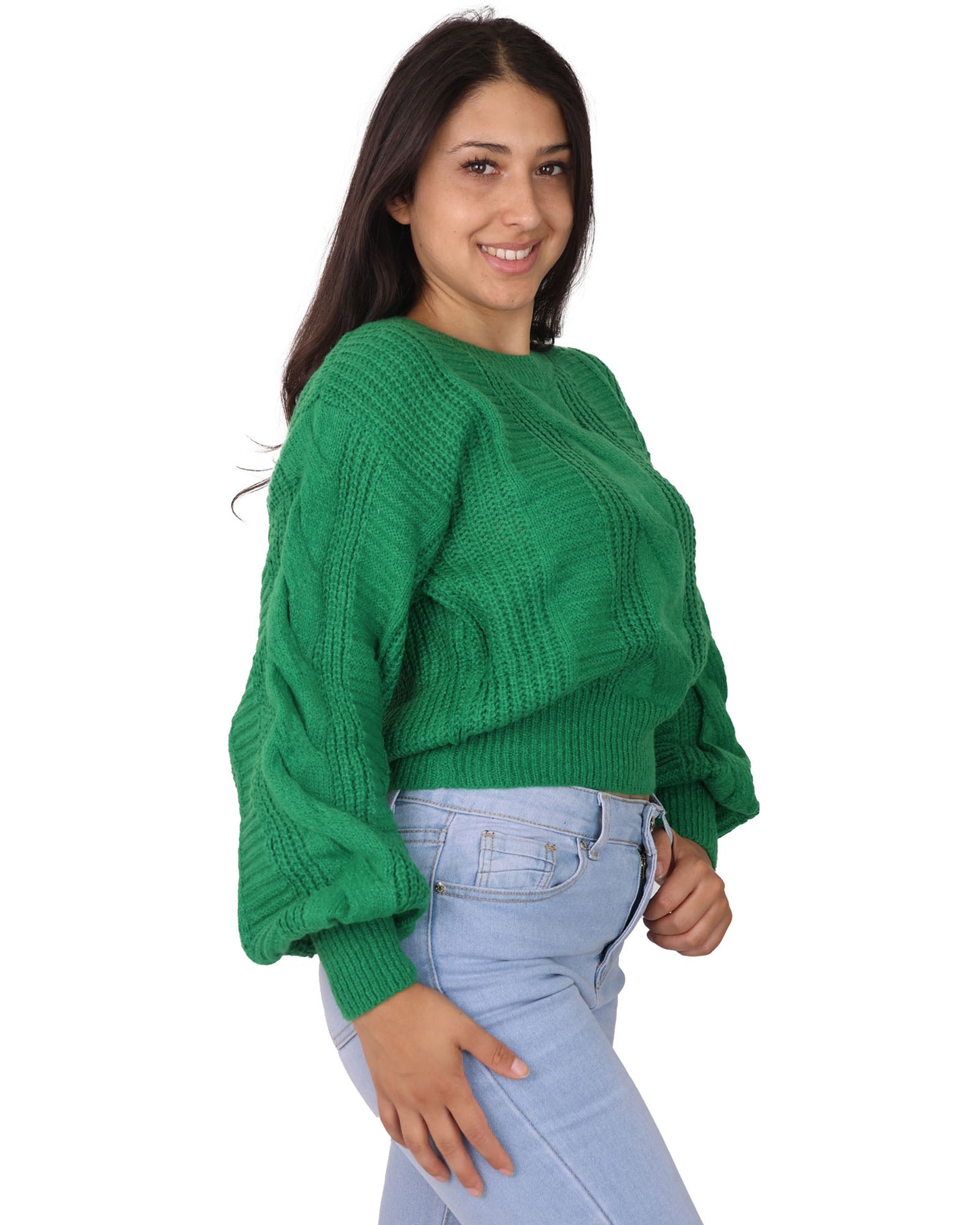 sweater manga globo color solido