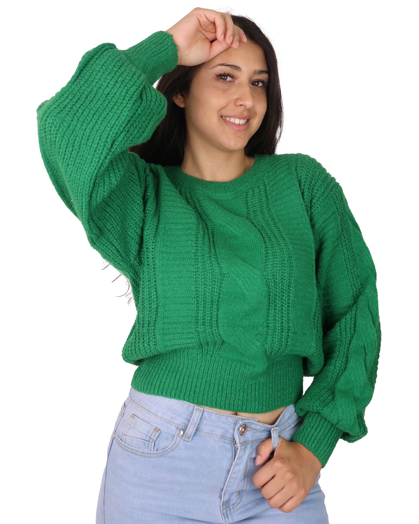 sweater manga globo color solido