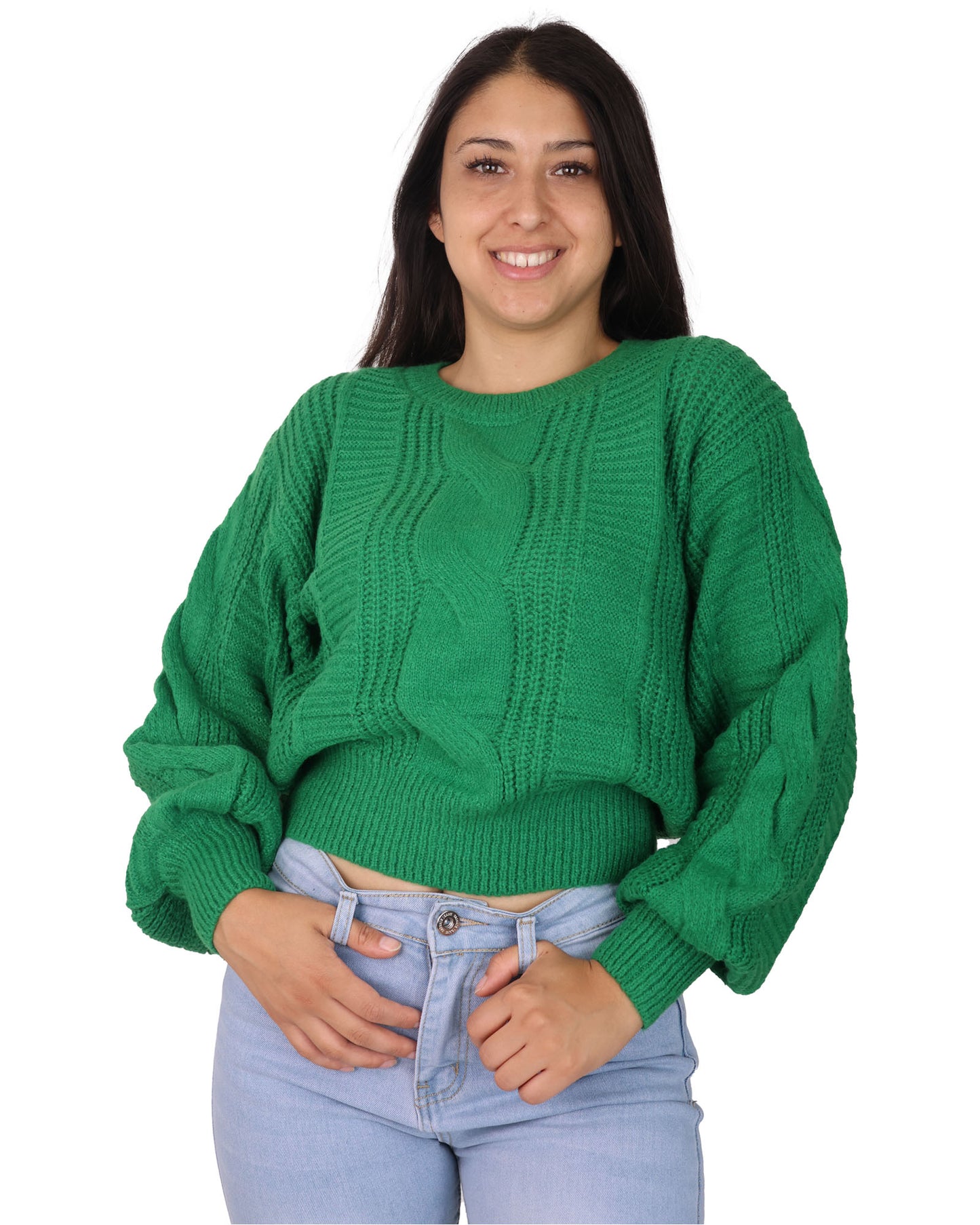 sweater manga globo color solido