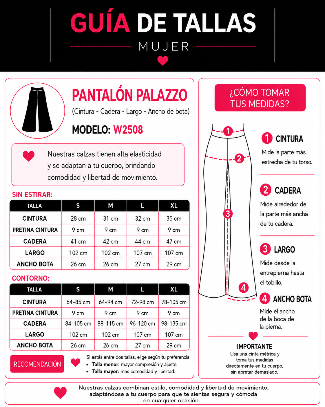Calza Flare Tiro Alto Mujer Viral Premium Línea Blanca - W2508