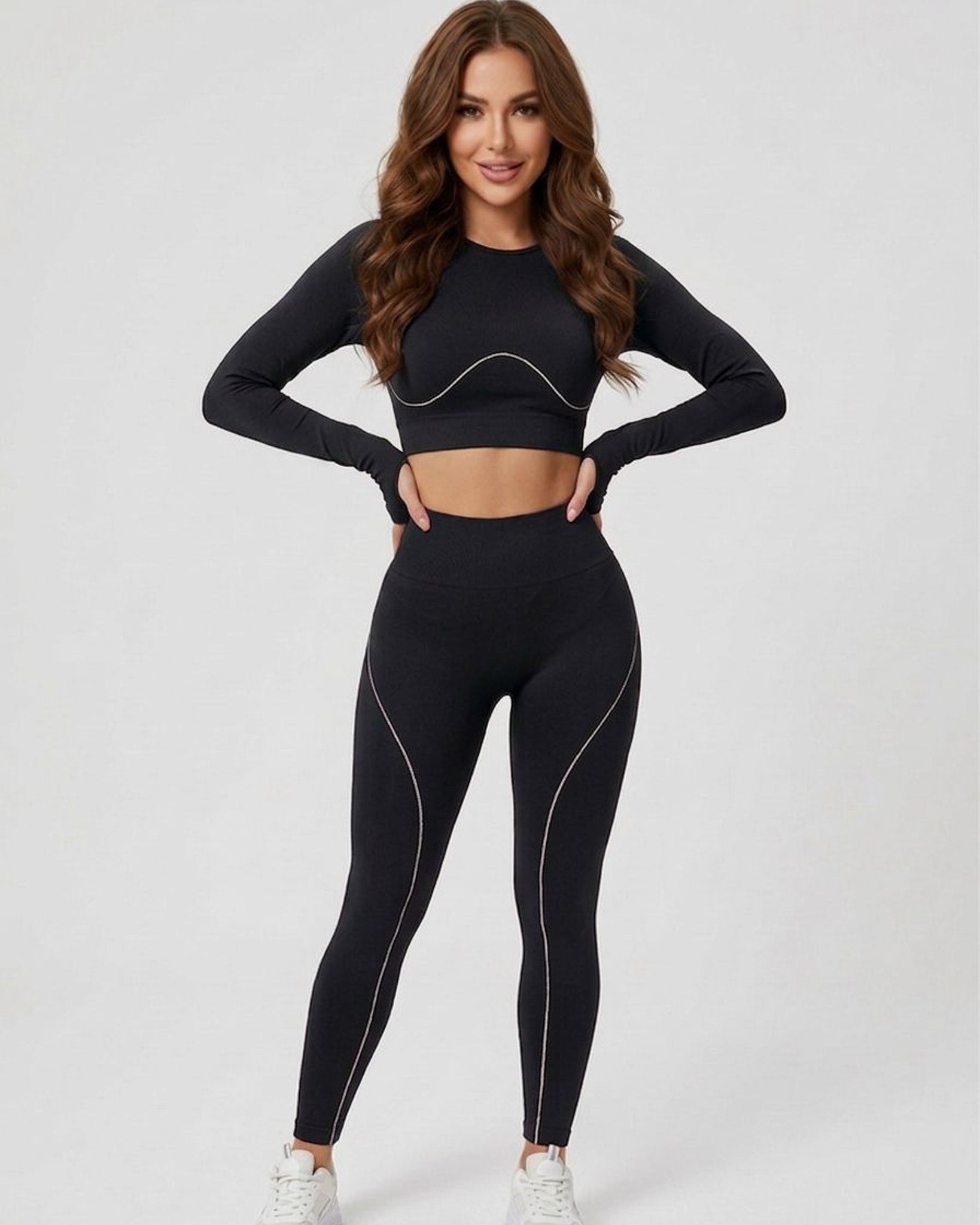 Conjunto Sport Mujer 2 Piezas Peto + Calza Efecto Push Up - YJ312