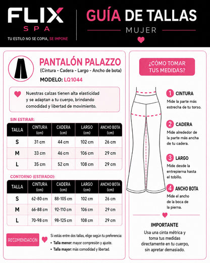 Pantalón Palazzo Mujer Tiro Alto Lazo Ajustable Pierna Ancha - LQ1044