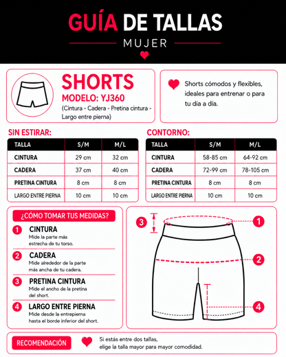 Short Fitness Mujer Tiro Alto Fruncido Levanta Glúteos - YJ360