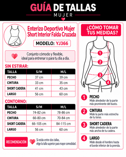 Enterizo Deportivo Mujer Short Interior Falda Cruzada - YJ366