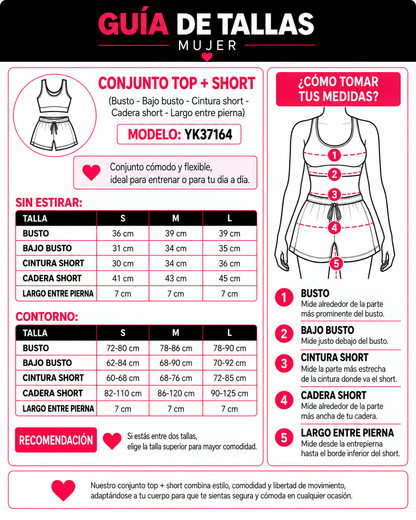 Conjunto Deportivo Gym Retro Lineas Short y Peto Top - YK37164