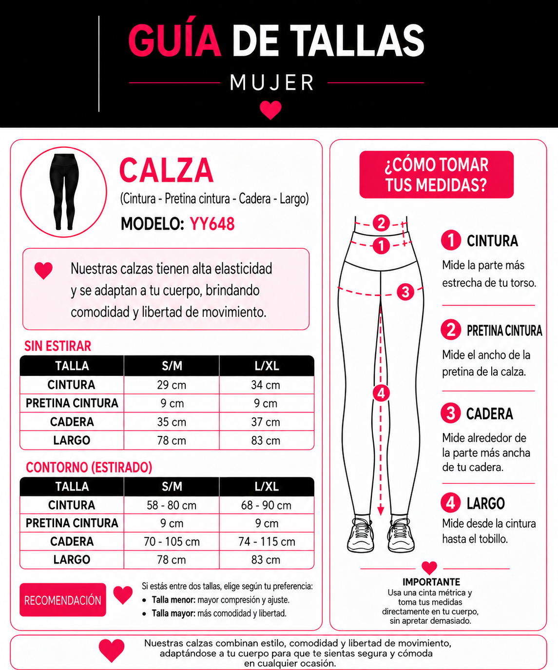 Calza Deportiva Mujer Tiro Alto Moldeadora Sin Push Up - YY648