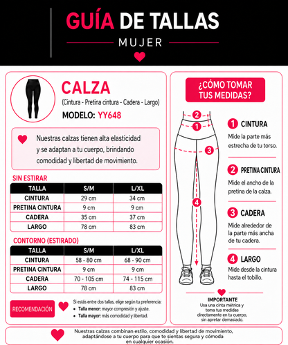 Calza Deportiva Mujer Tiro Alto Moldeadora Sin Push Up - YY648